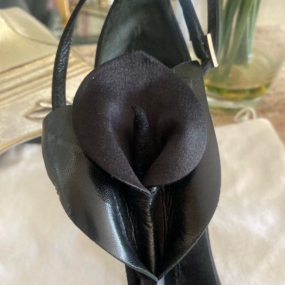 Elman Venezia Black Satin Orchid Evening Stiletto - Picture 11 of 14